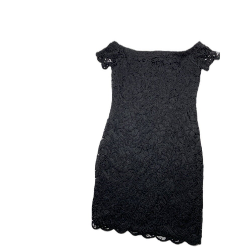 🖤 Midnight Lace Off-The-Shoulder Mini Dress - Picture 1 of 6